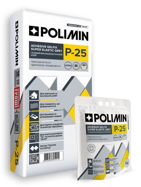 Клей повышенной адгезии Polimin P-25 GELFIX SUPER ELASTIC высокоэластичный гелевый C2TES1 25 кг 90668 фото
