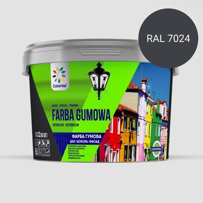 Фарба гумова для дахів, цоколя, фасадів ТМ "COLORINA" (Графіт) RAL7024 6 кг 1799756950 фото